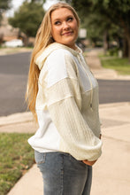 Load image into Gallery viewer, Online Beige Textured Patchwork Exposed Seam Plus Size Hoodie
