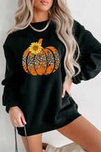 Load image into Gallery viewer, Black Leopard Pumpkin Sunflower Graphic Sweatshirt
