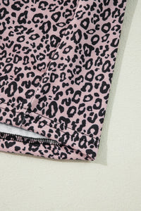 Online Black Leopard Print Colorblock V Neck Long Sleeve Plus Size Top