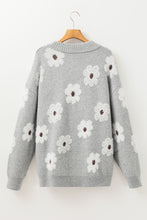 Load image into Gallery viewer, Online Gray Plus Size Embroidered Floral Pattern Half Zip Sweater
