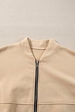 Load image into Gallery viewer, Online Black Solid Seamed Zipper Jacket and Drawstring Waist Pants Set
