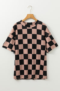 Online Light French Beige Checkmate Boyfriend Casual Tee