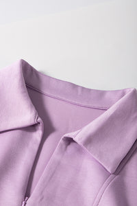 Online Orchid Bouquet Short Sleeve Zipper Collared Elastic High Waist Romper