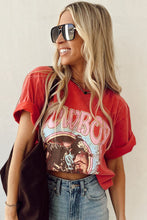 Load image into Gallery viewer, Online Tomato Red COWBOY Take Me Away Graphic Western Loose Tee
