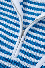 Load image into Gallery viewer, Online Pink Stripe Zip up Collar Drop Shoulder Sweater
