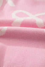Load image into Gallery viewer, Online Pearl Beaded Bowknot Pattern Distressed Split Hem Sweater
