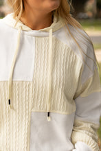 Load image into Gallery viewer, Online Beige Textured Patchwork Exposed Seam Plus Size Hoodie
