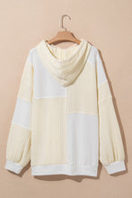 Load image into Gallery viewer, Online Beige Textured Patchwork Exposed Seam Plus Size Hoodie
