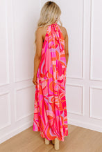 Load image into Gallery viewer, Online Rose Abstract Printed High Neck Knotted Nape Sleeveless Maxi Dress
