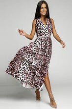 Load image into Gallery viewer, Wrap V Neck Hollow-out Back Leopard Maxi Dress
