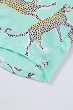 Load image into Gallery viewer, Online Green Leopard Satin Ruffle Pajama Short Set
