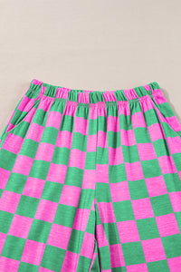 Online Green 2-Tone Checked Print High Waist Wide Leg Pants