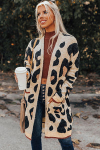 Online Leopard Animal Print Open Midi Cardigan