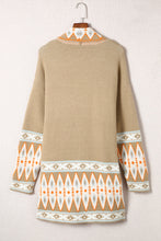 Load image into Gallery viewer, Online Orange Printed Aztec Print Open Front Knitted Cardigan
