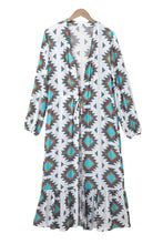 Load image into Gallery viewer, Online White Western Aztec Print Duster Open Front Top
