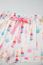 Load image into Gallery viewer, Online White Plus Size Wine Glass Print Bow Knot Pajama Set
