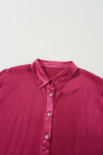 Load image into Gallery viewer, Online Rose Red Plus Size Ribbed Long Sleeve Shirt and Pants Pajama Set
