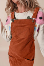 Load image into Gallery viewer, Cinnamon Solid Front Pockets Sleeveless Corduroy Overall Dress
