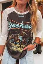 Load image into Gallery viewer, Online Brown Western Yeehaw Graphic Vintage Raglan Long Sleeve Top
