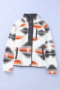 Online Multicolour Western Aztec Snap Buttoned Fleece Jacket