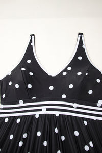 Online Black Polka Dot Trim V Neck Plus Size Swim Dress