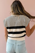 Load image into Gallery viewer, Online Black white Striped O Neck Sweater Vest
