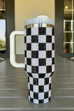 Load image into Gallery viewer, Online Blackish Green Full Rhinestone Checkerboard Handled Tumbler 40oz
