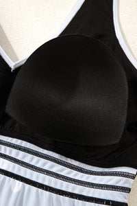 Online Black Polka Dot Trim V Neck Plus Size Swim Dress