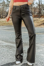 Load image into Gallery viewer, Black Skinny Leather Flared Pants
