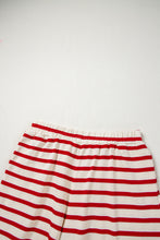 Load image into Gallery viewer, Online Red Stripe Lace-up Front Top and High Waist Shorts Set
