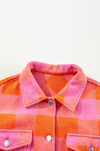 Load image into Gallery viewer, Online Orange Plaid Chest Pockets Button-up Turn Down Collar Jacket
