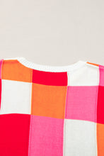 Load image into Gallery viewer, Grapefruit Orange Color Block Cap Sleeve Sweater
