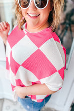 Load image into Gallery viewer, Online White Textured Checkerboard Round Neck Plus Size T Shirt
