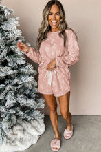 Load image into Gallery viewer, Online Lavendula Textured Leopard Fleece Loose Two Piece Lounge Set
