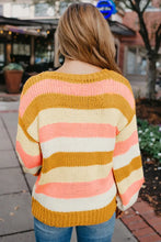 Load image into Gallery viewer, Yellow Striped Puff Sleeve Knitted Pullover Sweater

