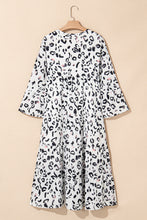 Load image into Gallery viewer, White Leopard Print Notch V Neck Loose Fit Maxi Dress
