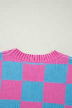 Load image into Gallery viewer, Online Sachet Pink Colorblock Plaid Pattern Ribbed Trim Sweater Tank Top
