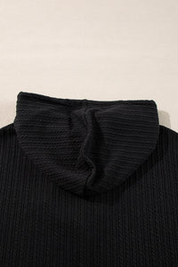 Online Black Textured Hoodie and Shorts Plus Size Two Piece Set