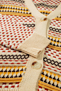 Online Khaki Buttoned V Neck Cropped Cardigan