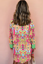 Load image into Gallery viewer, Online Orange Western Geometric Print Cuffed Shift Shirt Dress
