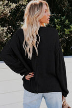 Load image into Gallery viewer, Black Buttoned Side Split Knit Sweater

