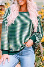 Load image into Gallery viewer, Online Pink Stripe Loose Drop Shoulder Long Sleeve Top
