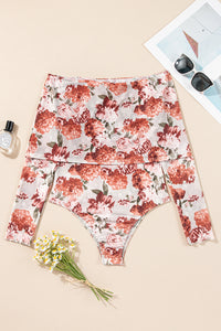 Online Pink Floral Printed Long Sleeve Sheath Bodysuit