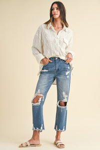 Online Annie Wear Distressed Raw Hem Cropped Jeans