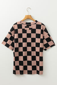 Online Light French Beige Checkmate Boyfriend Casual Tee