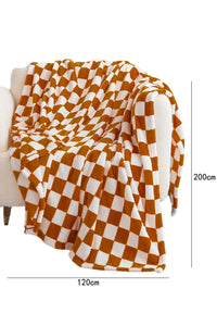 Online Chestnut Checkerboard Printed Soft Throw Blanket 120*200cm