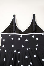 Load image into Gallery viewer, Online Black Polka Dot Trim V Neck Plus Size Swim Dress
