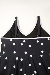 Online Black Polka Dot Trim V Neck Plus Size Swim Dress