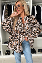 Load image into Gallery viewer, Jet Stream Oversized Leopard Print Balloon Sleeve Casual Shirt
