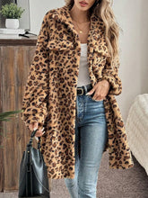 Load image into Gallery viewer, Leopard Button Up Long Sleeve Fuzzy Coat
